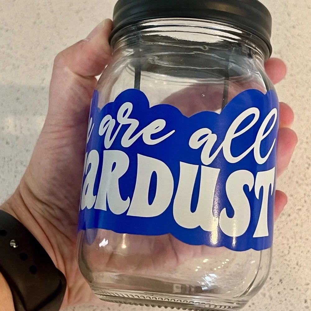 Mason Jar Candle Holder We Are All Stardust Glass Tea Light Holder Jar Handmade